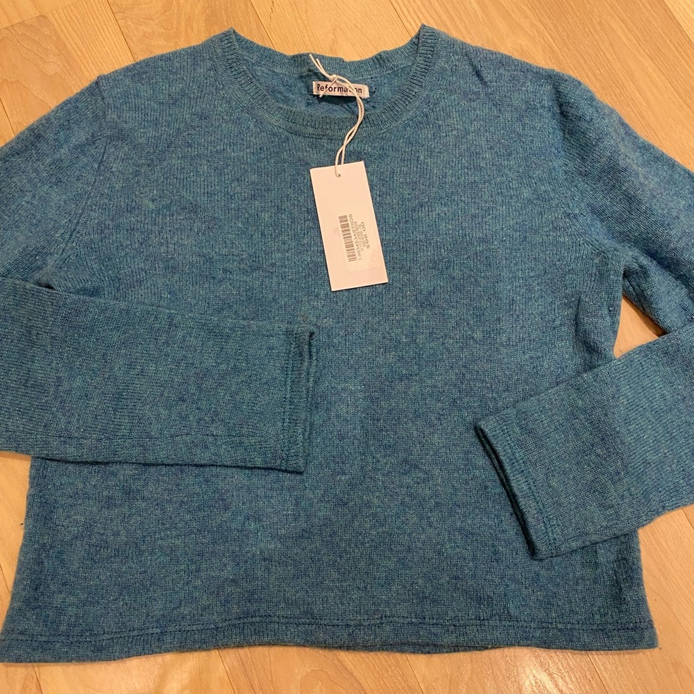 NWT teal reformation cashmere sweater